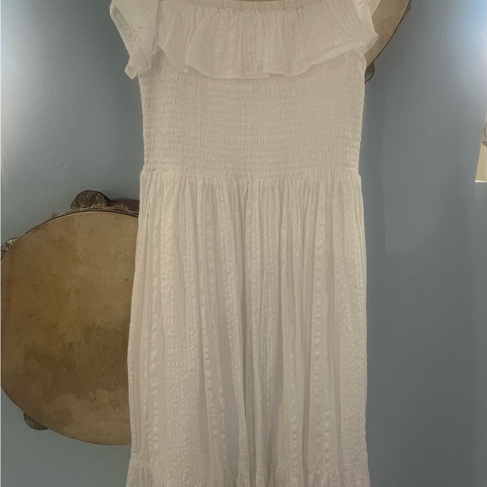 White Ruffled Midi Dress